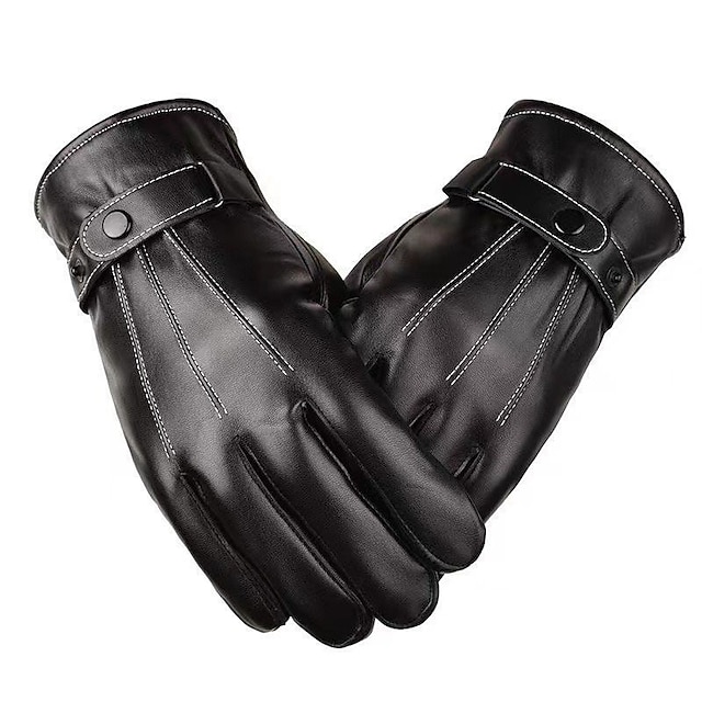  Herre Varme vinterhansker utendørs Daglig Ferie Ensfarget / vanlig farge polyester PU lær Enkel Fritid Klassisk Varm 1 par