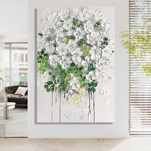  Handmade Oil Painting Hand Painted High Quality 3D Flowers Contemporary Modern Rolled Canvas (No Frame)