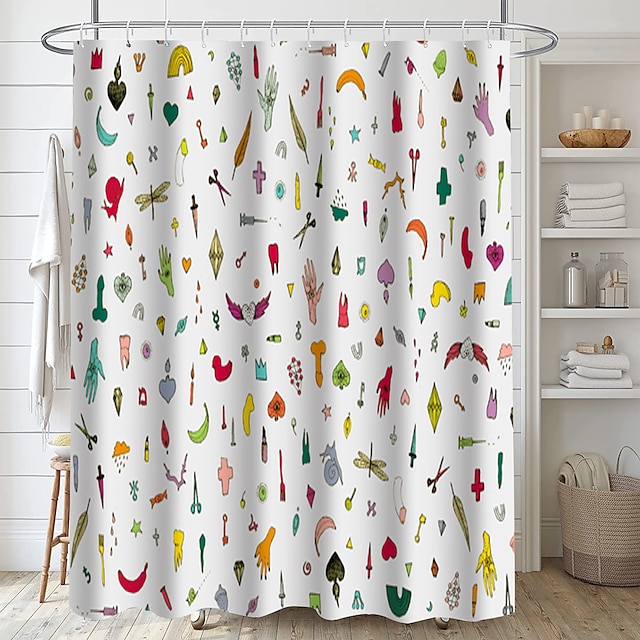 Lovely Little Animal Print Shower Curtain with Hook Modern Polyester Processing Waterproof Bathroom