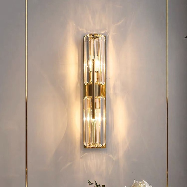  luces de pared led apliques de pared de cristal luz de pared de oro de lujo elegante montaje en pared lámpara decoración iluminación para dormitorio sala de estar pasillo restaurante