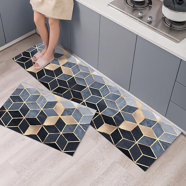 Modern Geometric Kitchen Mats Long Strips Carpets Bedside Rugs Bathroom ...