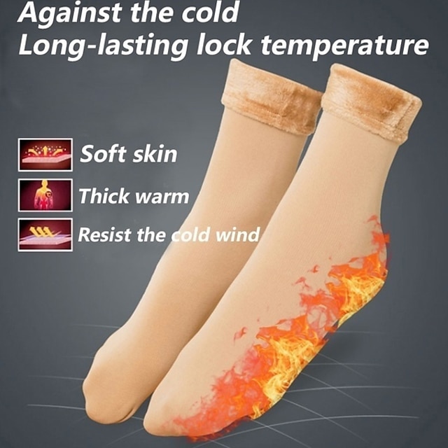  Mulheres/homens inverno quente engrossar meias térmicas lã caxemira neve pele preta sem costura veludo botas macias chão meias de dormir 1 par