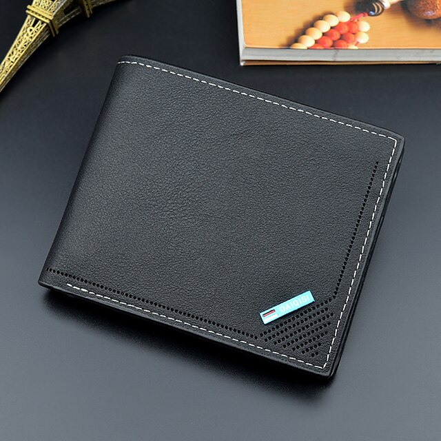  Men's Wallet PU Leather Daily Office & Career Embossed Solid Color Light Coffee Black Dark Coffee