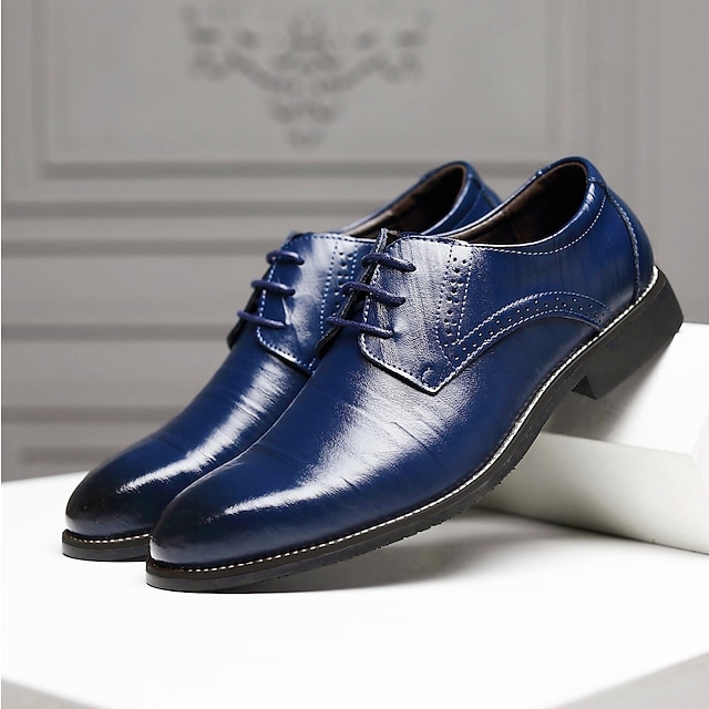  Voor heren Oxfords Derby-schoenen Jurk schoenen Zakelijk Klassiek Casual Bruiloft Dagelijks Toimisto & ura Microvezel Wijn Zwart Blauw Zomer Lente