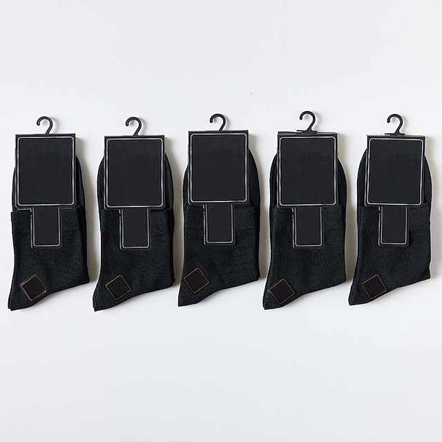 Men's 5 Pairs Socks Dress Socks Crew Socks Casual Socks Black White