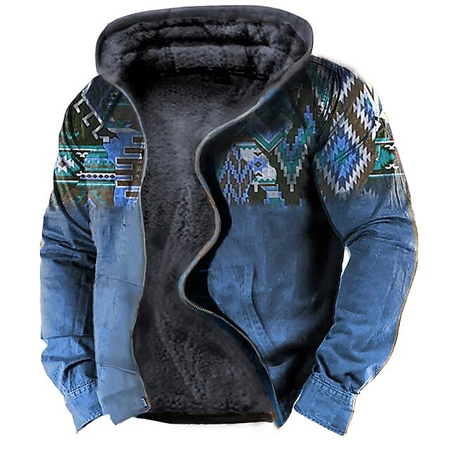 Men's Fleece Jacket Full Zip Hoodie Fleece Hoodie Sherpa Jacket Denim ...