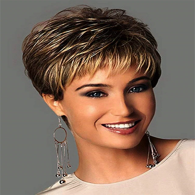 Mix Brown Blonde Wig Synthetic Wigs For Black/White Women Natural Wave ...