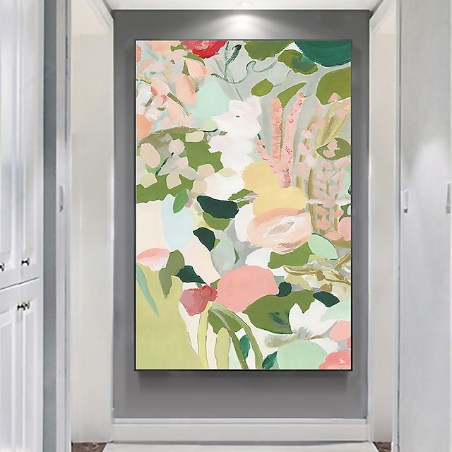 Handmade Oil Painting Canvas Wall Art Decor Abstract Green Leaf