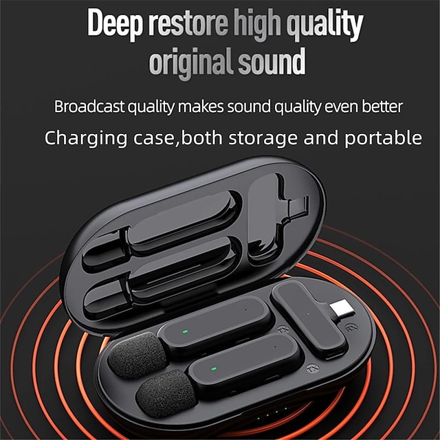  Wireless Lavalier Microphone Noise Cancelling Audio Video Recording for iPhone/iPad/Android/Xiaomi/Samsung Live Game Mic