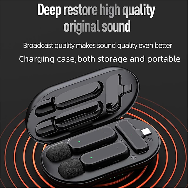 Wireless Lavalier Microphone Noise Cancelling Audio Video Recording for iPhone/iPad/Android/Xiaomi/Samsung Live Game Mic 14