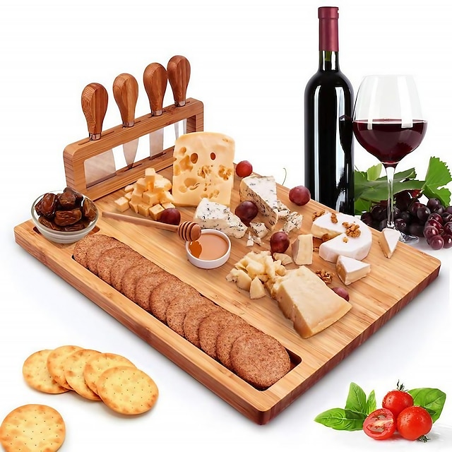  Bamboo cheese board set solid wood cheese board bamboo cheese knife board bamboo cutting board