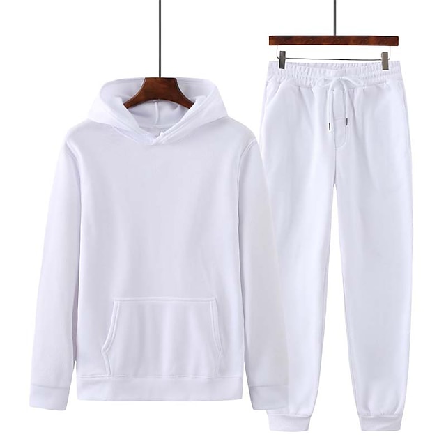  Hombre Tracksuit Sudadera Trajes para correr Rojo tinto Negro Blanco Amarillo Rosa Con Capucha Plano Correa 2 Piezas Deporte Deportes Ropa de calle Ropa de calle Casual Grande y alto Otoño invierno