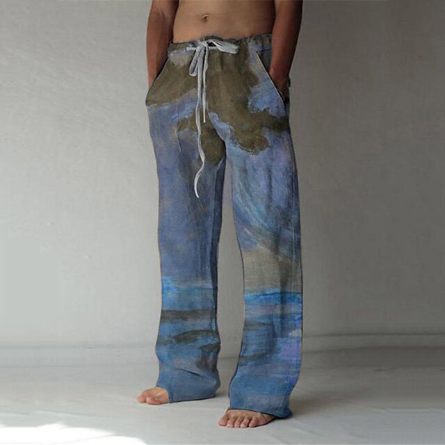 Men's Trousers Summer Pants Baggy Beach Pants Elastic Drawstring Design