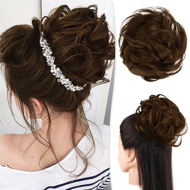 Claw Clip Hair Piece 100 Real Human Hair Buns Wavy Curly Chignon Hair Bun Extensions Tousled