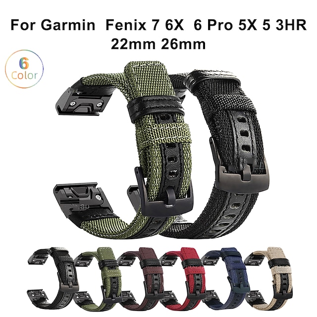  Klockarmband för Garmin MARQ Descent G1 Fenix 7 Sapphire Solar / 6 Pro / 5 Plus Forerunner 935 945 Fenix 7X / 6X / 5X / 3 Sapphire Fenix 6X Pro / 5X Plus / 3 HR Nylon Ersättning Rem 22mm 26mm