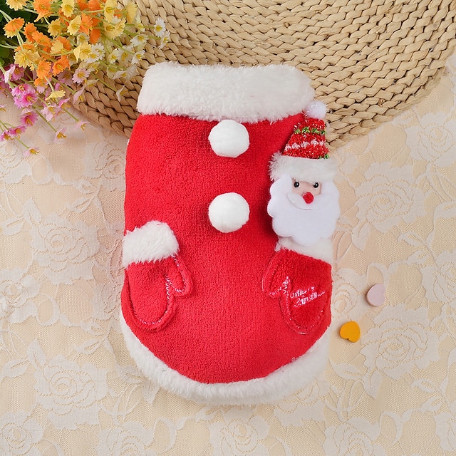  Dog Cat Coat Jacket Christmas Outfit Fashion Party Winter Breathable Soft Washable Comfortable Party Christmas Casual Daily Festival Dog Clothing for Bichon Frise Pomeranian Baby Pet Papillon Small