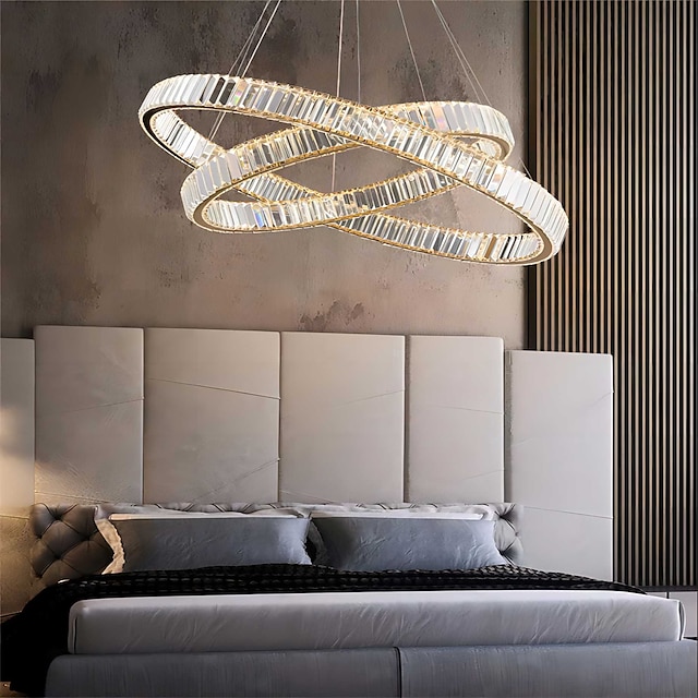  kristall taklampa led populär ring ljuskrona moderna cirklar hängande lampa inomhus heminredningslampor 110-120v / 220-240v