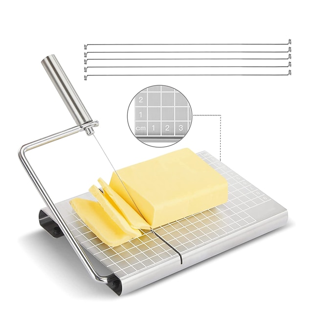  Rebanadora de queso de acero inoxidable con rebanadora de queso a escala, rebanadora de queso cortada en mantequilla, divisora