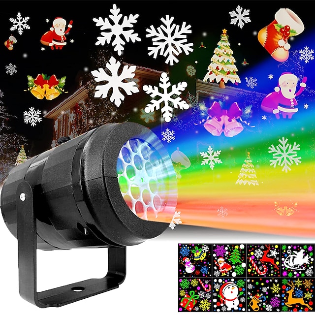  16 mønstre juleprojektorlys utendørs hd-effekter landskapslys for innendørs ferie halloween julenatt discofest flerfarget laserprojektor