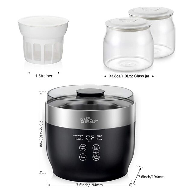 Bear Yogurt Maker Greek Yogurt Maker Machine with Strainer and Timer
