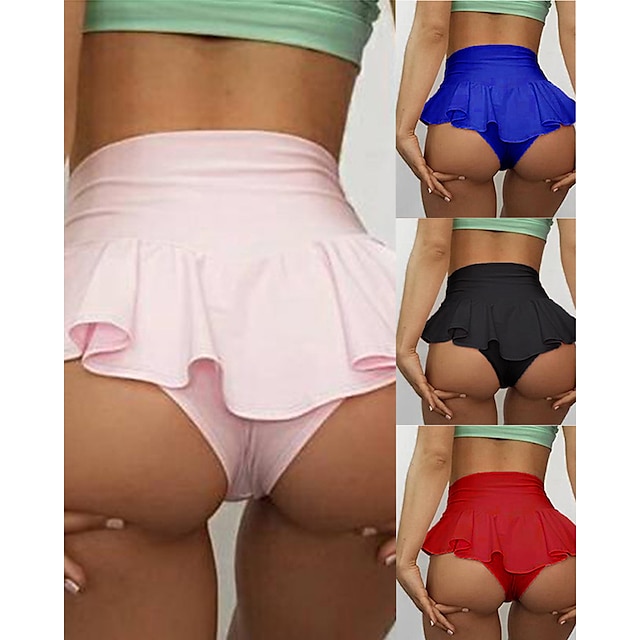  Women's Yoga Shorts Gym Shorts Short Leggings 2 in 1 Tummy Control Butt Lift High Waist Yoga Fitness Gym Workout Bottoms Black Pink Red Sports Activewear High Elasticity Skinny