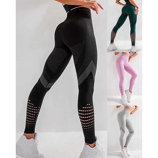 Women's Running Tights Leggings Compression Pants Mesh High Waist Base Layer Sports & Outdoor Athletic Winter Tummy Control Butt Lift Quick Dry Fitness Gym Workout Running Sportswear Activewear Solid 11