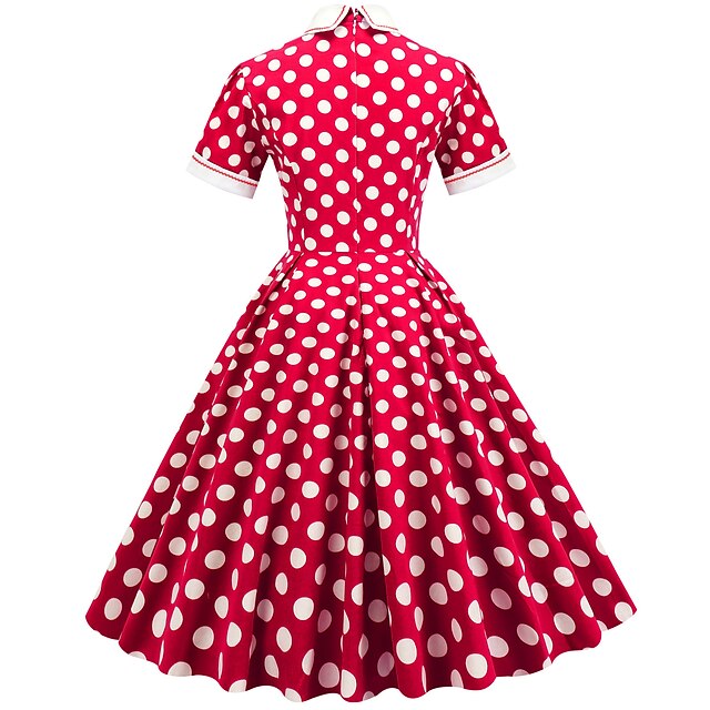 Polka Dots Retro Vintage 1950s Vacation Dress Flare Dress Women's ...