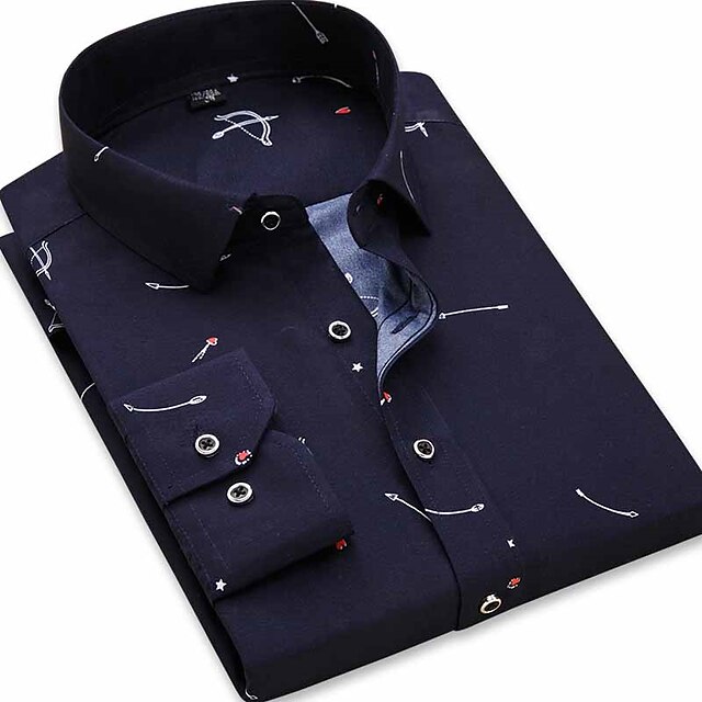 Men's Dress Shirt Button Up Shirt Collared Shirt White Yellow Navy Blue ...