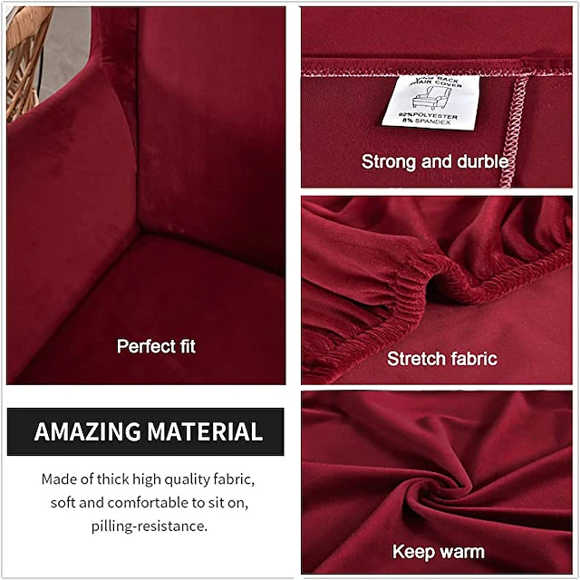 Velvet Stretch Wingback Chair Cover Wing Chair Slipcovers Spandex ...
