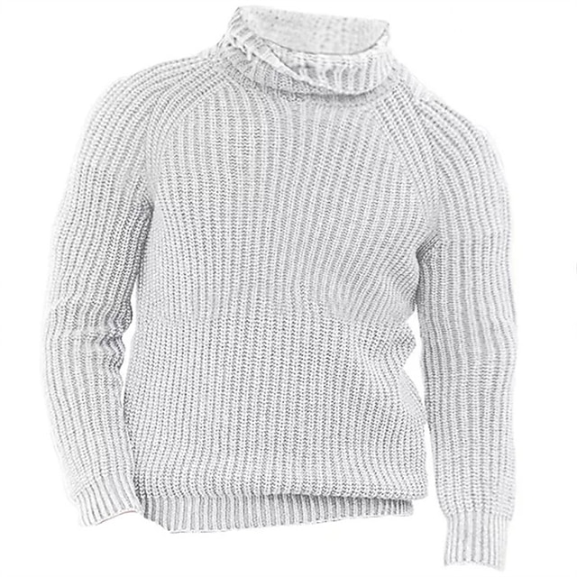  Herre rullekrave sweater Bluse Pullover trøje Herre Turtle Neck Jumper Rillet Strikke Beskåret Strikket Rullekrave Moderne Moderne Dagligdagstøj I-byen-tøj Tøj Efterår vinter Sort Hvid M L XL