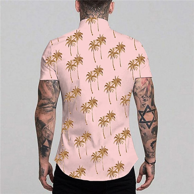  Męskie Graficzny Drzewo kokosowe Hawajskie Koszula Koszula hawajska Koszula Aloha Krótki rękaw Koszula Wieczorne Moda Designerskie Codzienny Na zewnątrz Ulica Codzienny Biały Rumiany róż Czerwony