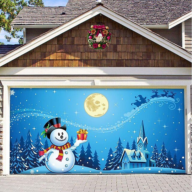 Christmas Backdrop Cloth Outdoor Garage Door Sticker Tapestry Cloth 