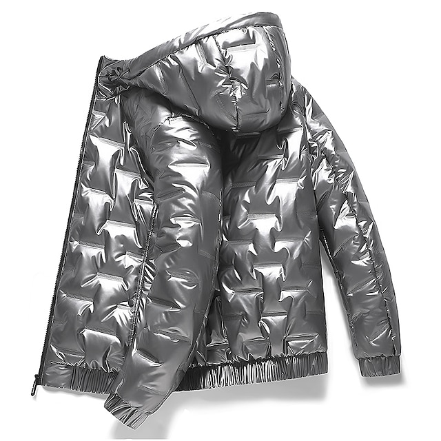  Per uomo Piumino Giacca trapuntata Giacca con cappuccio Cardigan Taglio attillato Casual / quotidiano Standard Casual quotidiano Di moda Impermeabile Antivento Tenere al caldo Autunno Inverno Tinta