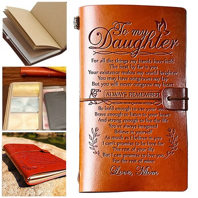 Thanksgiving 2022-2023 Daughter Gift from Mom, To My Daughter Leather Journal, 140 Page Refillable Writing Journal, Christmas Birthday Gifts, Back to School Gift