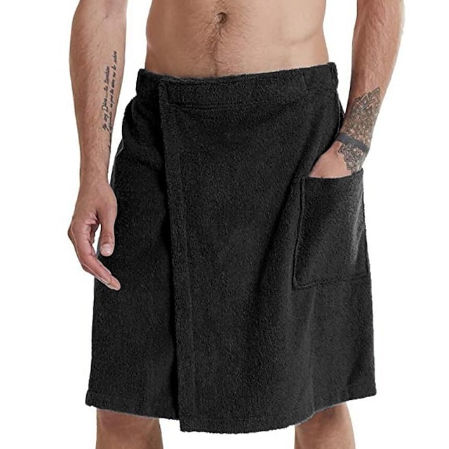  herre korallfleece badehåndkle vikle håndkle badekåper badeskjørt med lomme for bad fitness reise strand svømming surfing