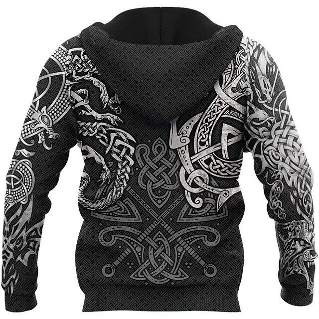 Viking Cartoon Silhouette Hoodie Dress