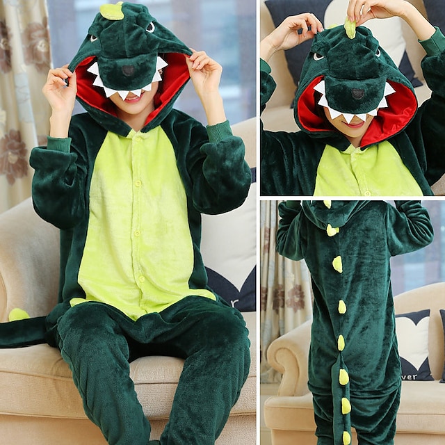  Volwassenen Kigurumi-pyjama's Nachtmode Camouflage Dinosaurus Dieren Lapwerk Onesie pyjama's Pyjama Flanel Fleece Cosplay Voor Mannen & Vrouwen Kerstmis Dieren nachtkleding spotprent