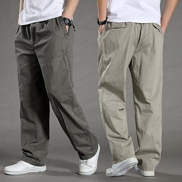 Men's Cargo Pants Trousers Casual Pants Pocket Straight Leg Solid Color ...