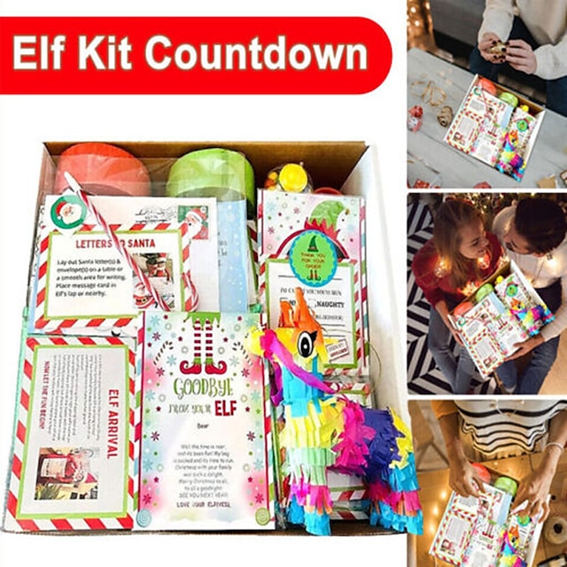  2023 elf kit 24 days of christmas, rolig elf rekvisita, julaktiviteter, bästa julnedräkningspresent för barn tonåringar