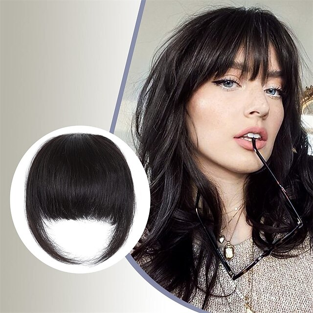 Clip in Bangs Hairpiece Medium Brown Clip on Bangs with Temple Wispy