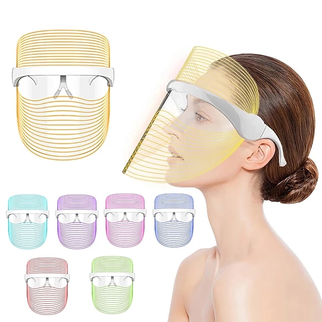  3 colori led maschera facciale led coreana terapia fotonica maschera viso macchina terapia della luce acne maschera collo bellezza led maschera
