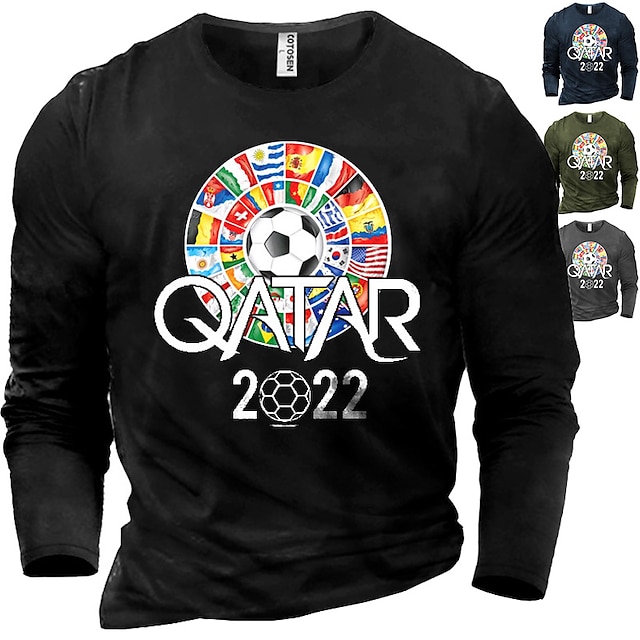  World Cup Qatar 2022 Fotboll fotboll T-shirt Animé Tecknat Anime 3D Klassisk Gatustil Till Par Herr Dam Vuxna 3D-utskrift