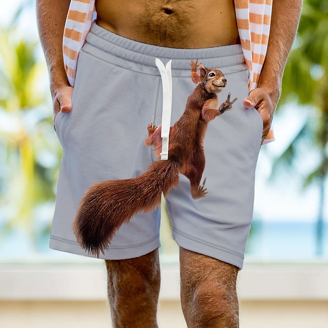  Voor heren Grafisch dier Eekhoorn Sweat short Strandshorts Badstof korte broek Medium Taille Sport Ontwerper Klassieke Stijl Casual Dagelijks Feestdagen Trekkoord Elastische taille 3D-afdrukken