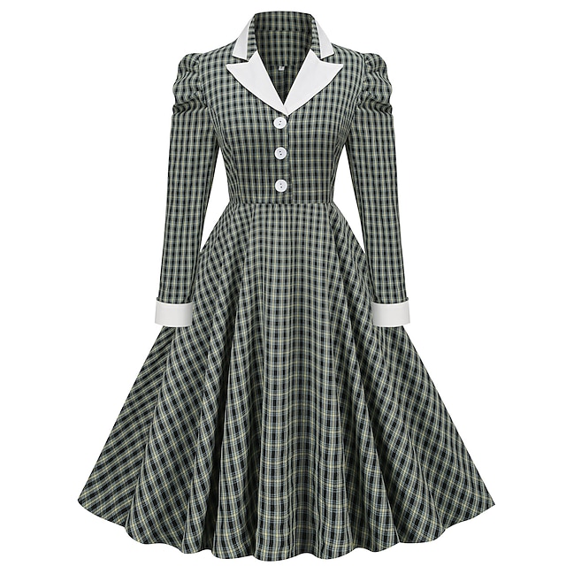  retro vintage jaren 1950 vakantiejurk flare jurk dameskostuum vintage cosplay dagelijks gebruik jurk met lange mouwen carnaval