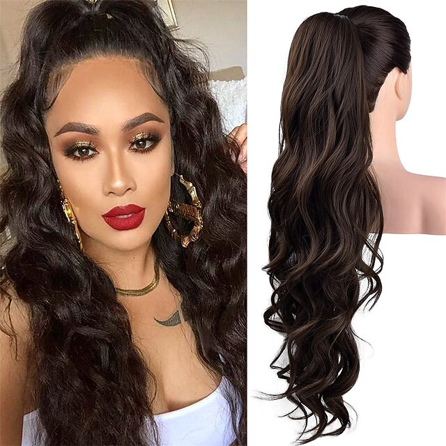 Ponytail Extension Drawstring Long Wavy Pony Tail for Black Women Natural Soft Clip in Ponytail
