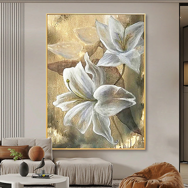 Handmade Oil Painting Hand Painted High quality 3D Flowers Contemporary Modern Rolled Canvas (No Frame) 9