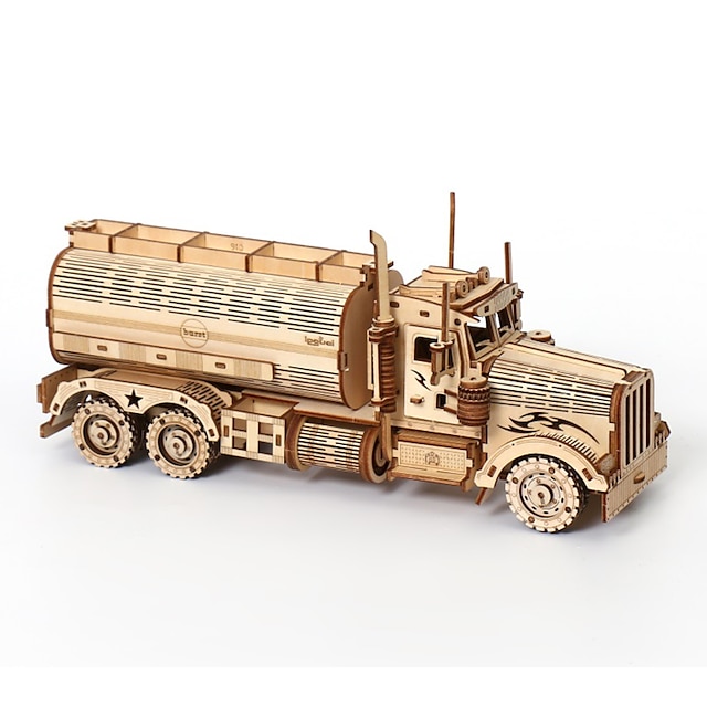  פאזלים תלת מימדיים מעץ דגם DIY צעצועי פאזל מכונית טנק (קטנה) מתנה למבוגרים ובני נוער פסטיבל/מתנת יום הולדת