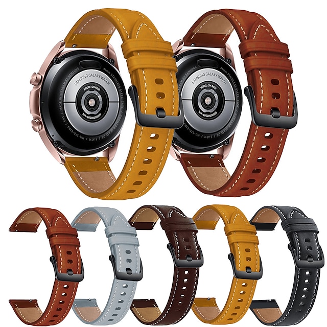  Horlogeband voor Samsung Watch 3 45mm, Galaxy Wacth 46mm, Gear S3 Classic / Frontier, Gear 2 Neo Live Echt leer Vervanging Band 22mm Polsbandje