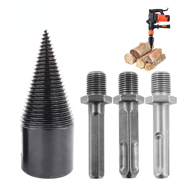 32mm Firewood Log Splitter Drill Bit Hex Shank Removable Wood Splitter Drill Bits Heavy Duty