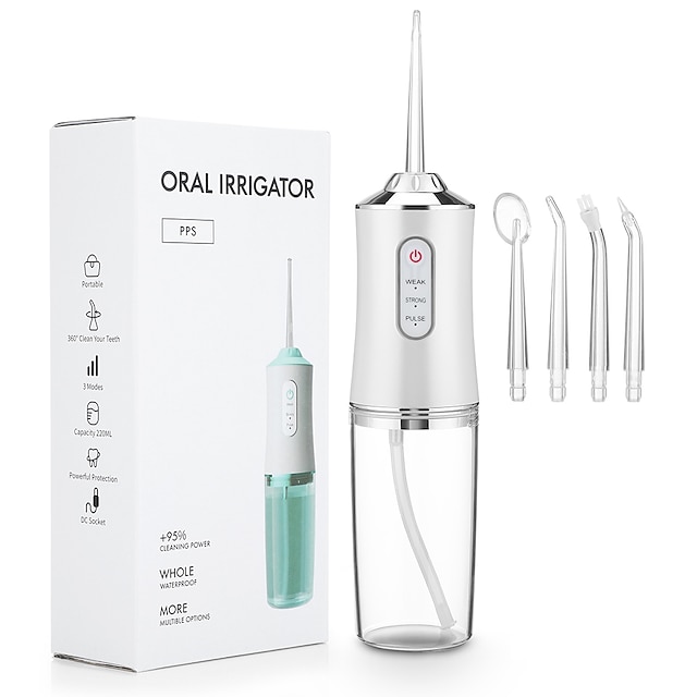  idropulsore irrigatore orale dentale cordless idropulsori portatili per denti con serbatoio staccabile da 220 ml ricaricabile ipx7 impermeabile denti ad acqua pulitore plettri con 3 modalità 4 punte per i viaggi in famiglia